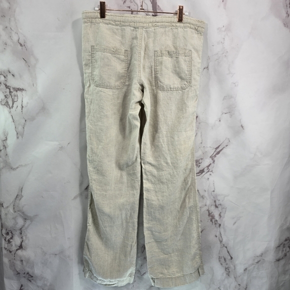 Allen Allen Pants Womens Small X 30 Cream Beige Linen Wide Leg Lakenlook - Picture 5 of 10